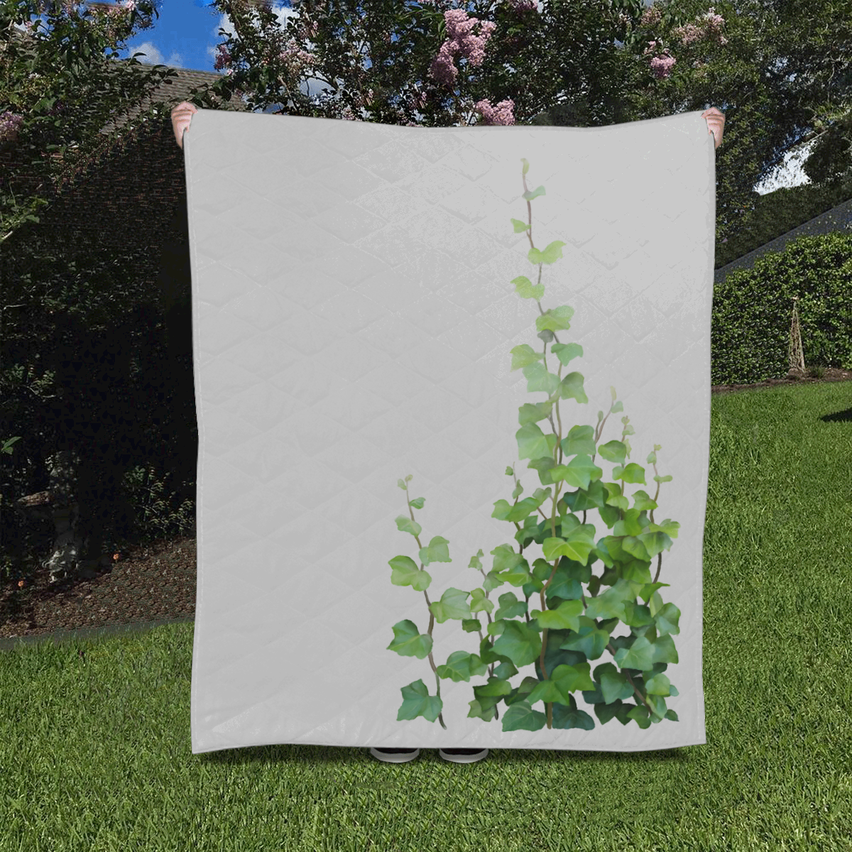 Vines, climbing plant watercolor Quilt 50"x60"
