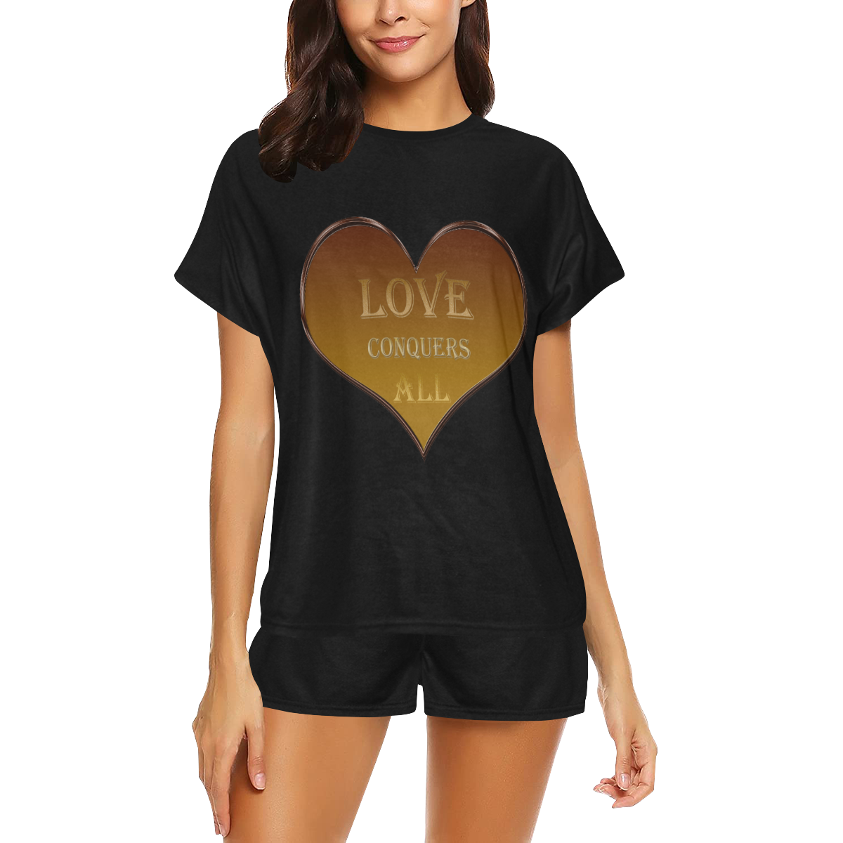 Love Conquers All Heart Women's Short Pajama Set