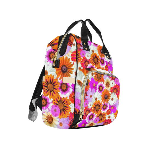 Spring Time Flowers 2 Multi-Function Diaper Backpack/Diaper Bag (Model 1688)