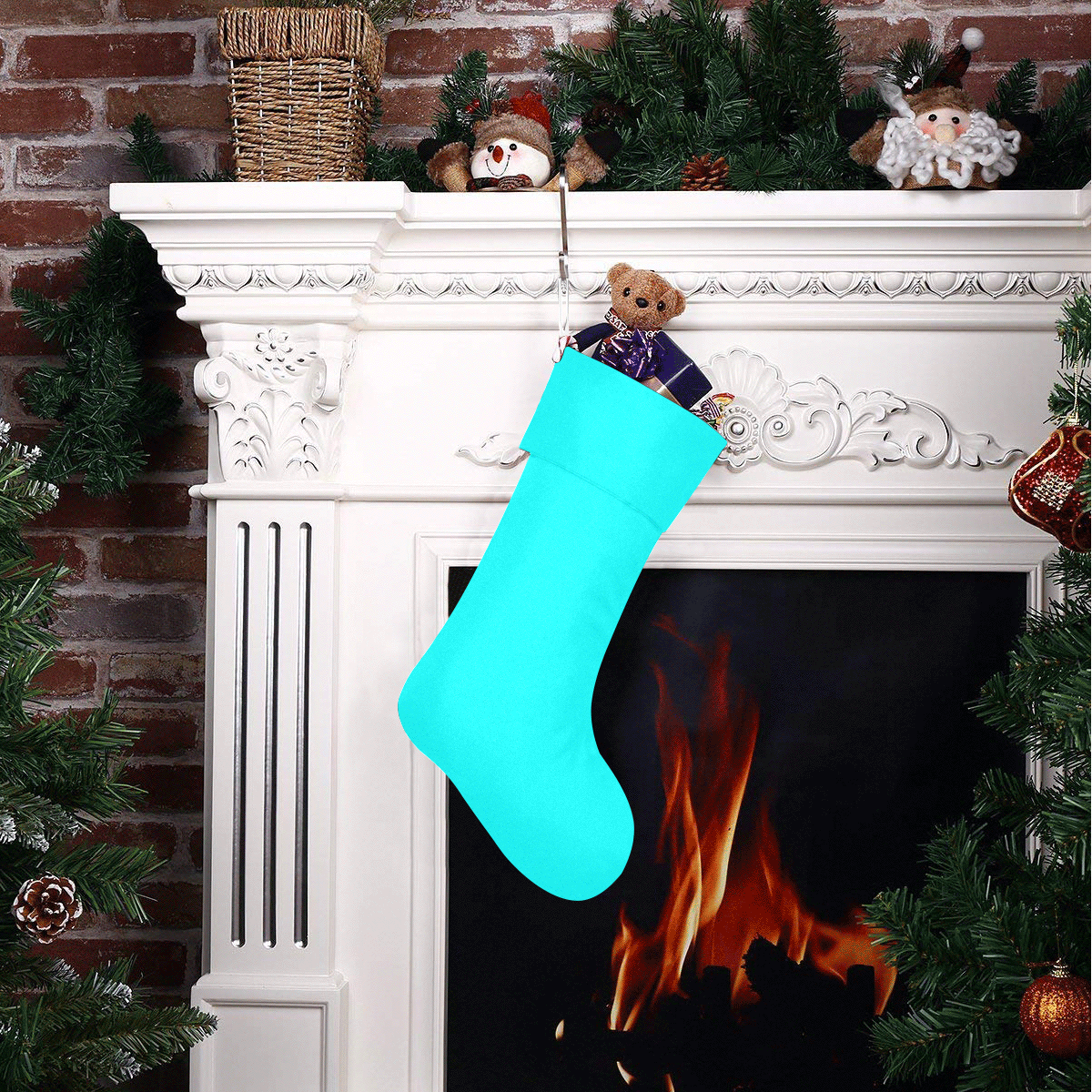 color aqua / cyan Christmas Stocking