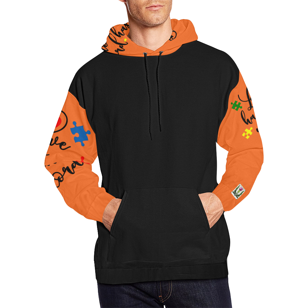 Fairlings Delight's Autism- Love has no words Men's Hoodie 53086D6 All Over Print Hoodie for Men/Large Size (USA Size) (Model H13)