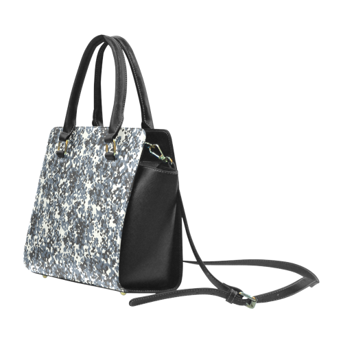 Urban City Black/Gray Digital Camouflage Rivet Shoulder Handbag (Model 1645)
