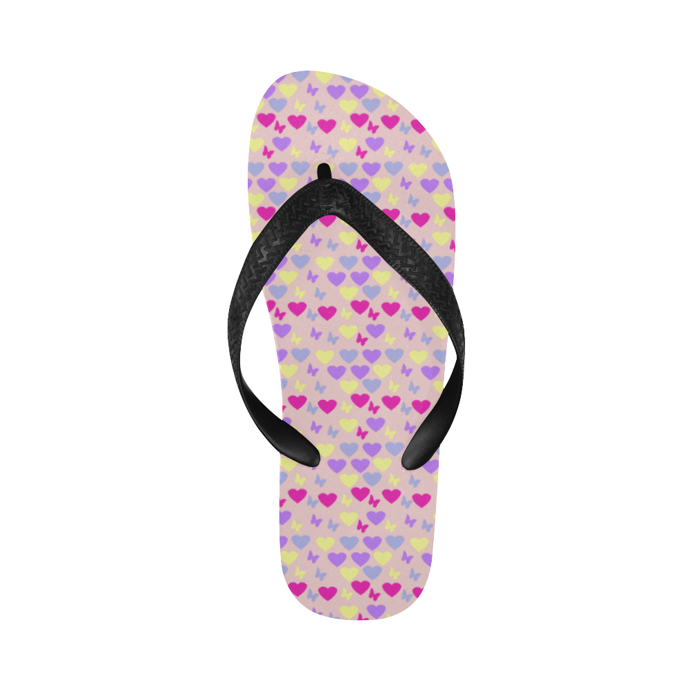 hearts butterflies pink 1200 Flip Flops for Men/Women (Model 040)