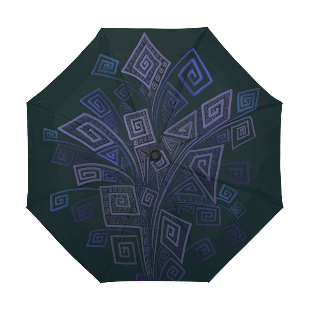 Psychedelic 3D Square Spirals - blue and violet Anti-UV Auto-Foldable Umbrella (U09)