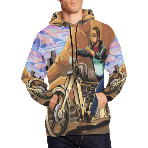 On The List Eddie Warner Cruising Custom Chopper Style Full Color Hoodie All Over Print Hoodie for Men/Large Size (USA Size) (Model H13)