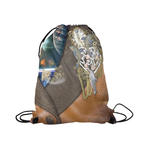 Our dimension of Time Large Drawstring Bag Model 1604 (Twin Sides)  16.5"(W) * 19.3"(H)