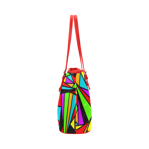 Abstract Geometric by ArtformDesigns Leather Tote Bag/Small (Model 1651)