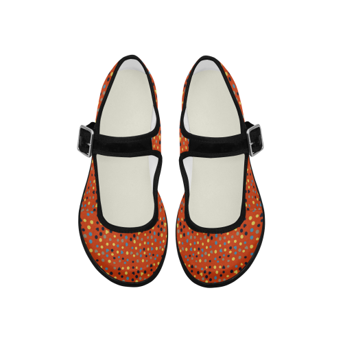 red retro dots Mila Satin Women's Mary Jane Shoes (Model 4808)