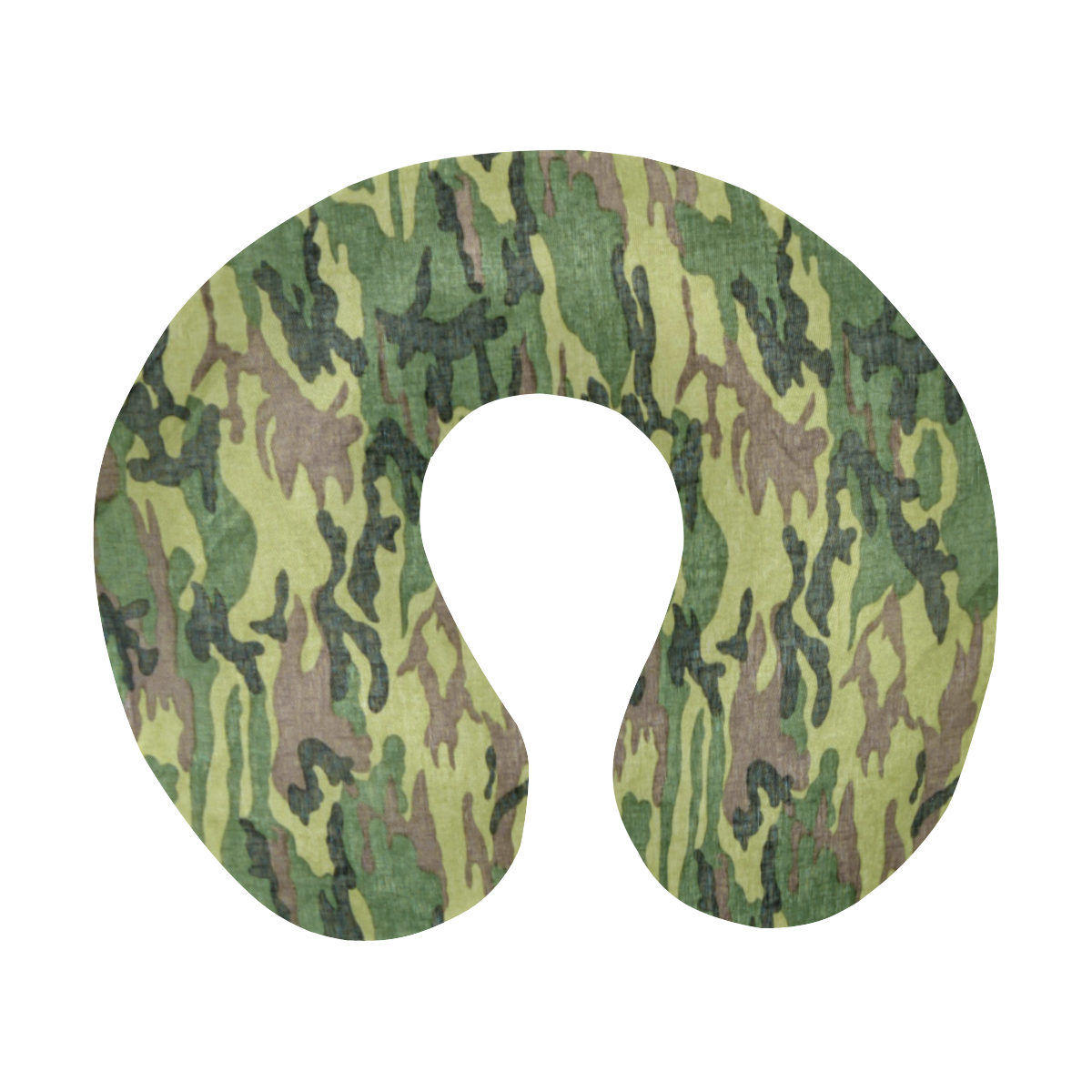 Military Camo Green Woodland Camouflage U-Shape Travel Pillow