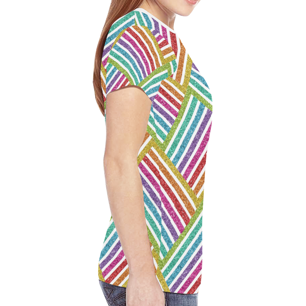 glitter rainbow New All Over Print T-shirt for Women (Model T45)