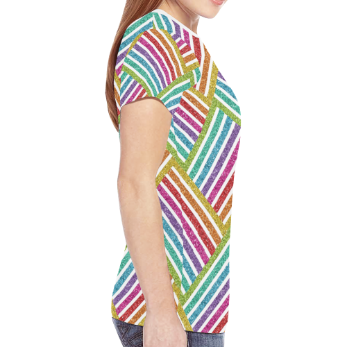 glitter rainbow New All Over Print T-shirt for Women (Model T45)