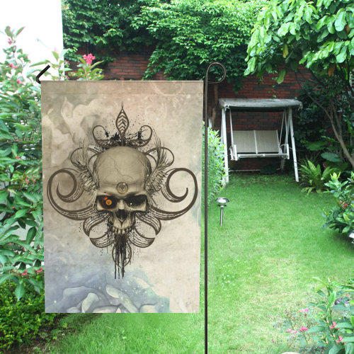 Creepy skull, vintage background Garden Flag 28''x40'' （Without Flagpole）