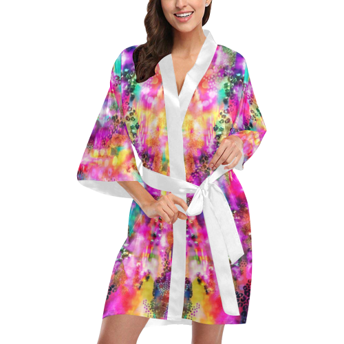 Rainbow Tie Dye Painting Mix Kimono Robe
