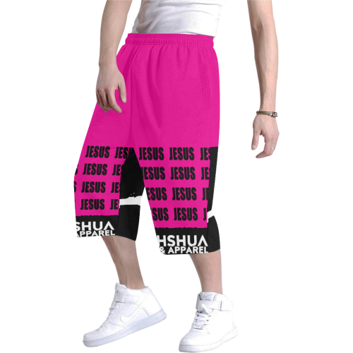 Neon Pink Men's All Over Print Baggy Shorts (Model L37)