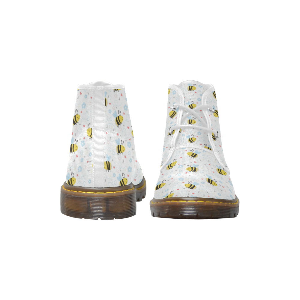 Cute Bee Pattern Men's Canvas Chukka Boots (Model 2402-1)