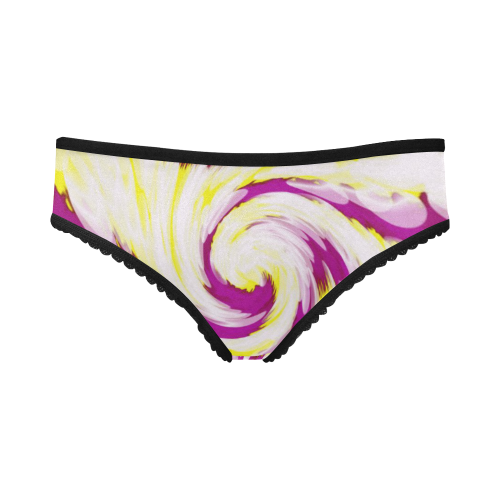 Pink Yellow Tie Dye Swirl Abstract Women's All Over Print Girl Briefs (Model L14)