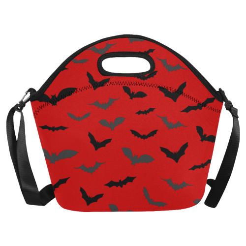 Bats HALLOWEEN Pattern RED Neoprene Lunch Bag/Large (Model 1669)