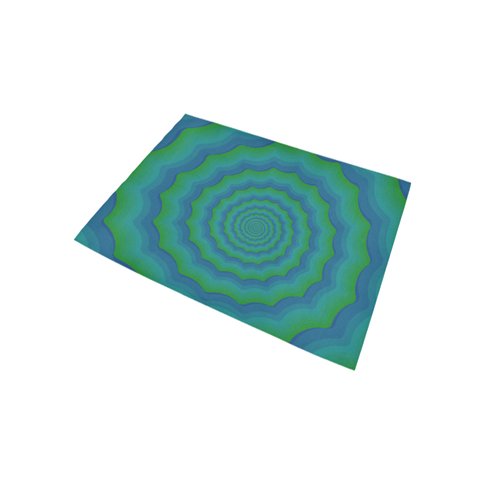 Green blue vortex Area Rug 5'3''x4'