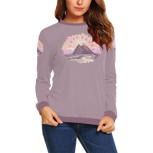 I Love Egypt All Over Print Crewneck Sweatshirt for Women (Model H18)