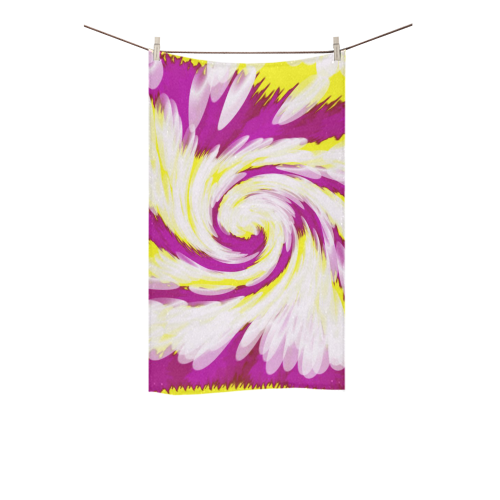 Pink Yellow Tie Dye Swirl Abstract Custom Towel 16"x28"