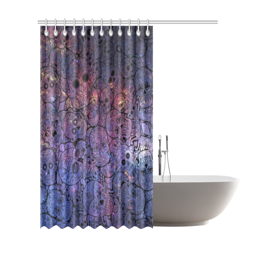 Cosmic Sugar Skulls Shower Curtain 72"x84"