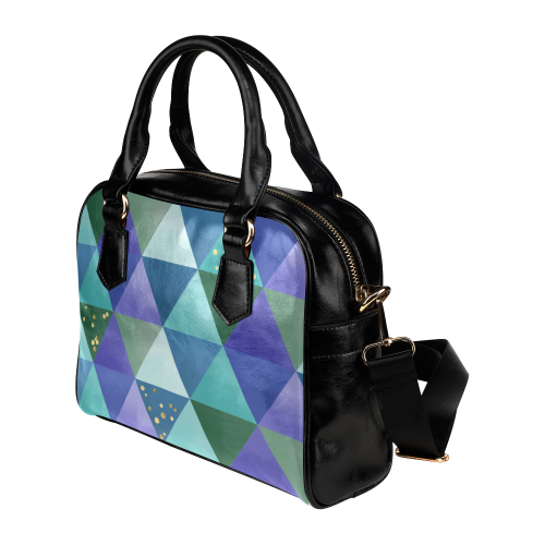 Triangle Pattern - Blue Violet Teal Green Shoulder Handbag (Model 1634)