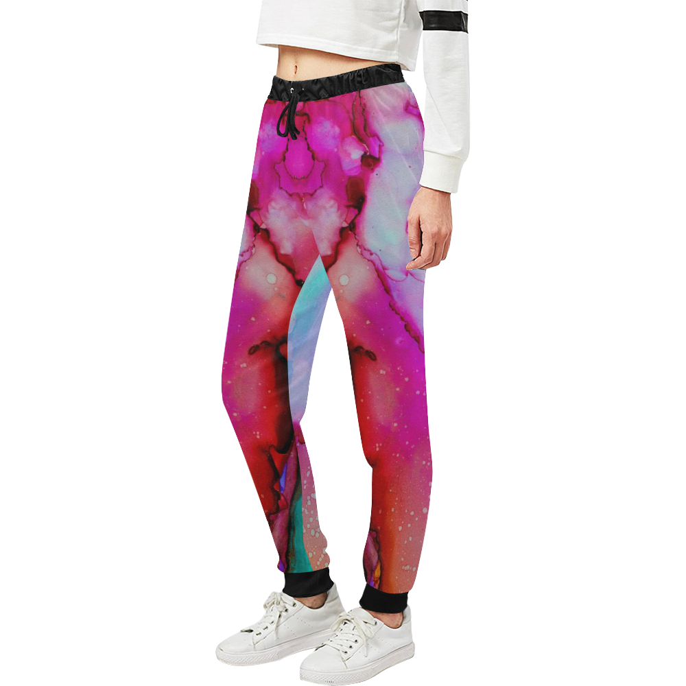 Red purple green ink Unisex All Over Print Sweatpants (Model L11)