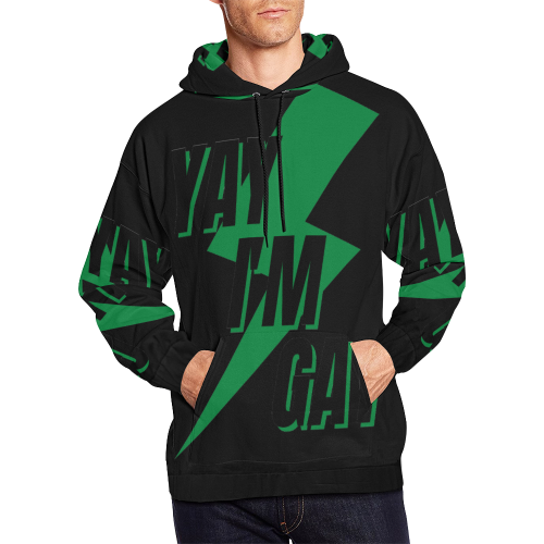 yay I'm gay green All Over Print Hoodie for Men/Large Size (USA Size) (Model H13)