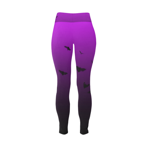 Purple Gothic Bat Women's Plus Size High Waist Leggings (Model L44)