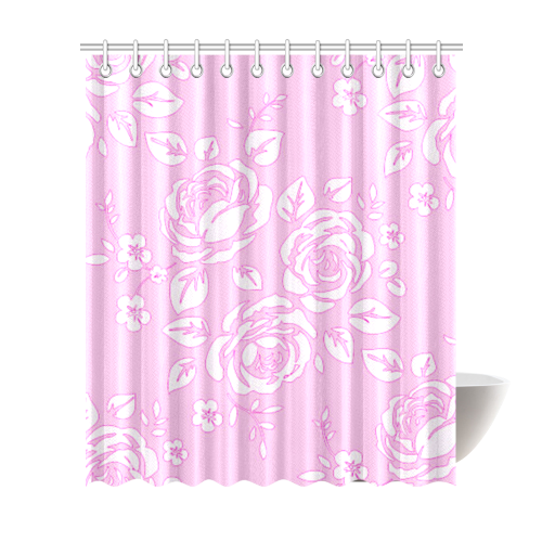 Retro Roses Summer Rose Shower Curtain 72"x84"