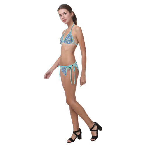 Blue, Yellow and White Paint Splashes Custom Bikini Swimsuit (Model S01)
