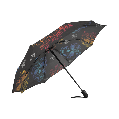 sugar-skull-repeat-on-black Umbrella Auto-Foldable Umbrella (Model U04)