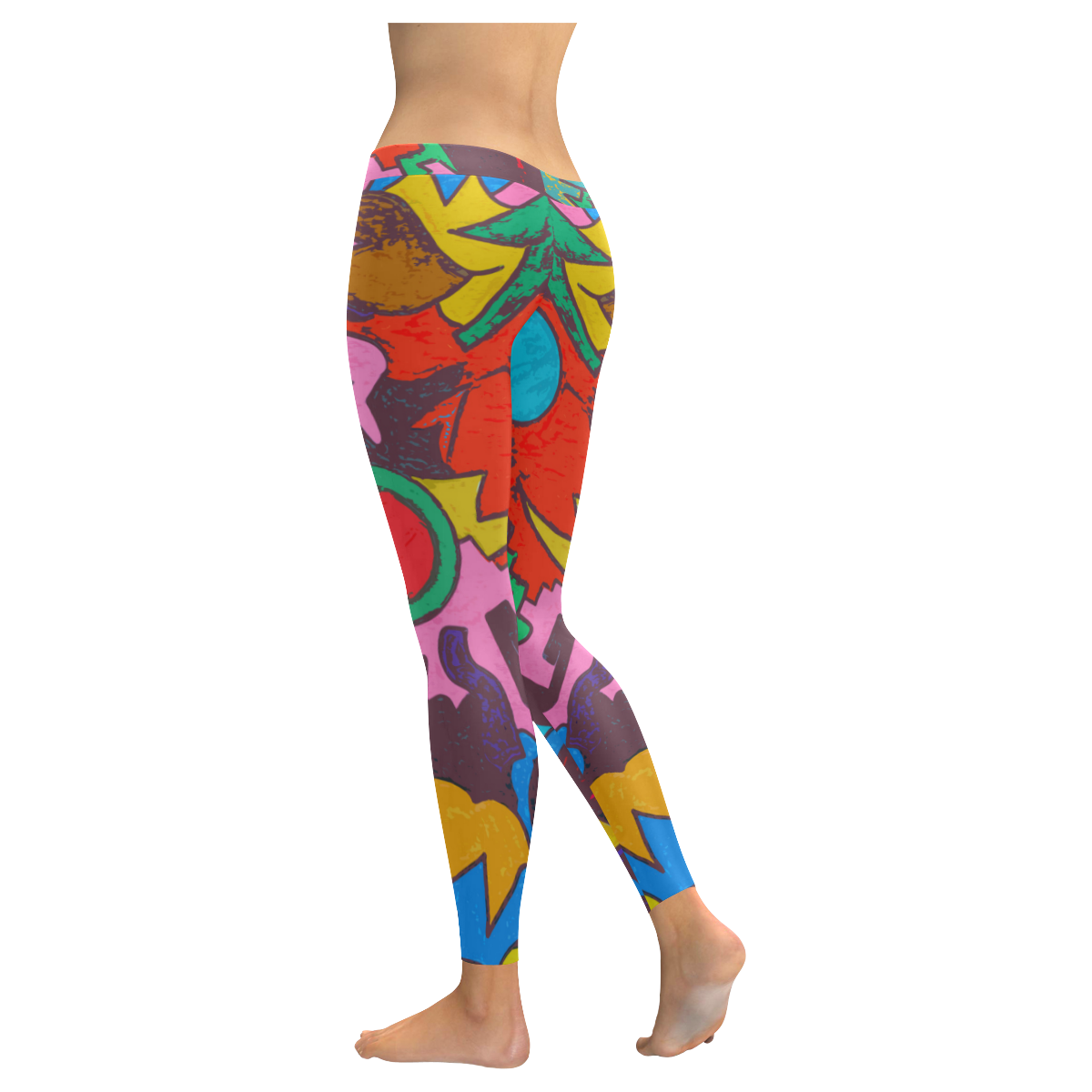 DEMONS FROM HELL IN ABSTRACT Women's Low Rise Leggings (Invisible Stitch) (Model L05)