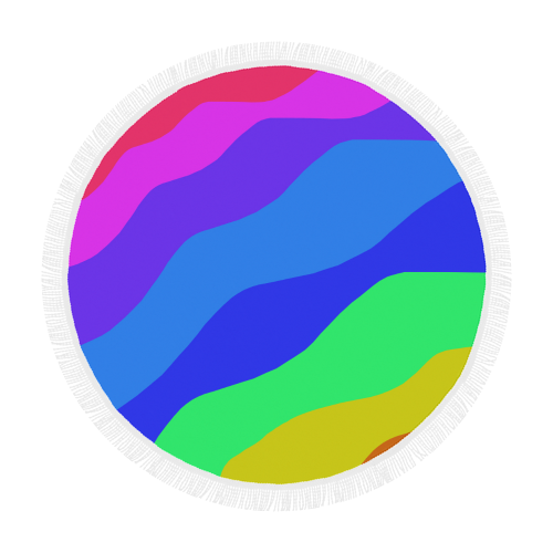 Bold Rainbow Colors Circular Beach Shawl 59"x 59"