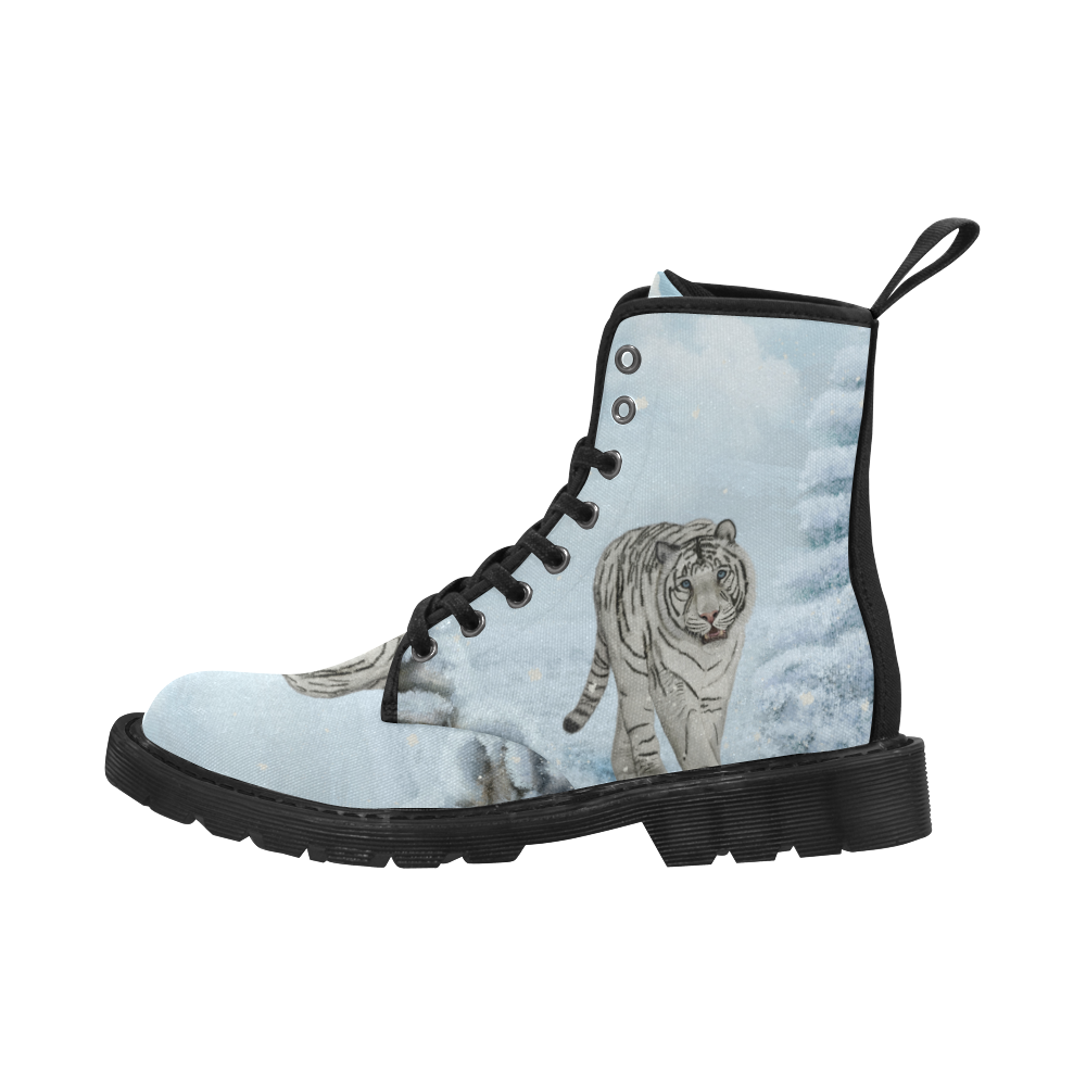 Wonderful siberian tiger Custom Canvas Boots for Men (Black) (Model 1203H)