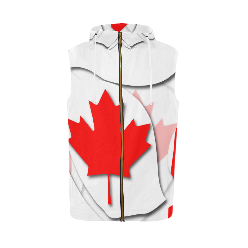 Flag of Canada All Over Print Sleeveless Zip Up Hoodie for Men (Model H16)