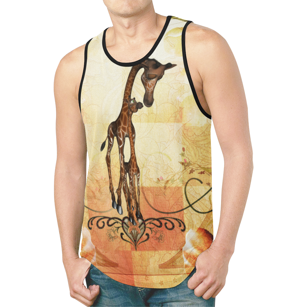 Cute giraffe mum with baby New All Over Print Tank Top for Men (Model T46)