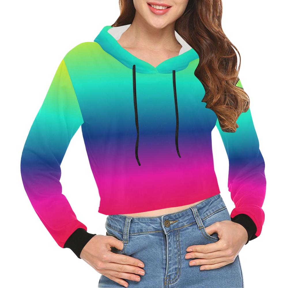 Rainbow crop hoodie All Over Print Crop Hoodie for Women (Model H22)