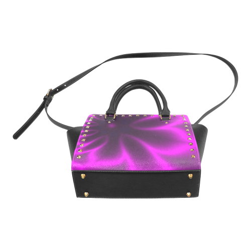 Purple Blossom Rivet Shoulder Handbag (Model 1645)