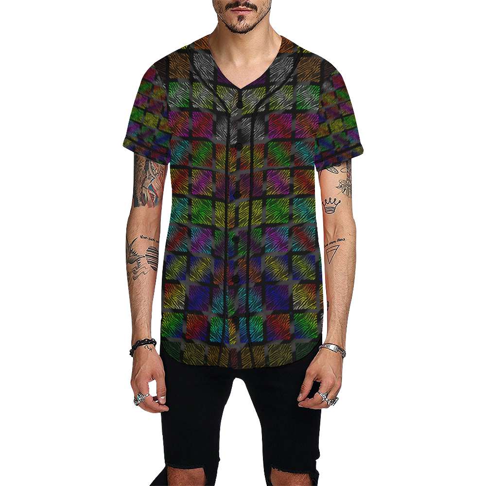 Ripped SpaceTime Stripes Collection All Over Print Baseball Jersey for Men (Model T50)