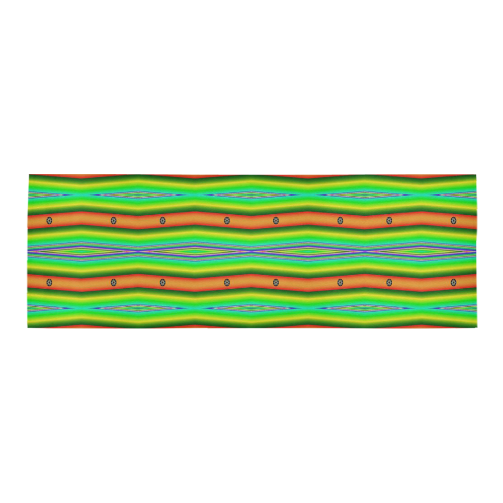 Bright Green Orange Stripes Pattern Abstract Area Rug 9'6''x3'3''