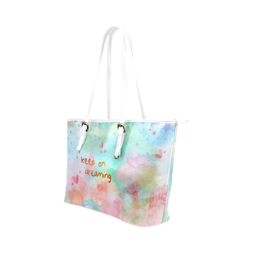 KEEP ON DREAMING Leather Tote Bag/Large (Model 1651)