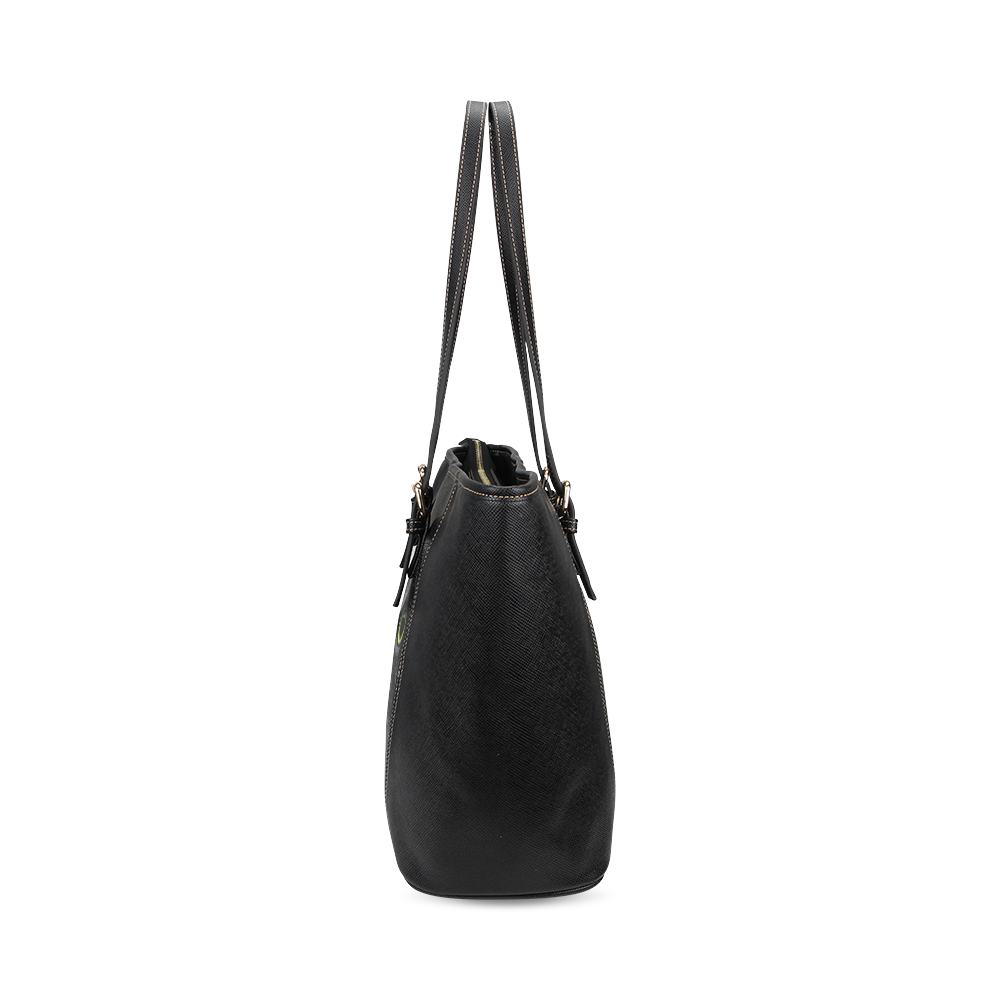 Black Cat Leather Tote Bag/Large (Model 1640)