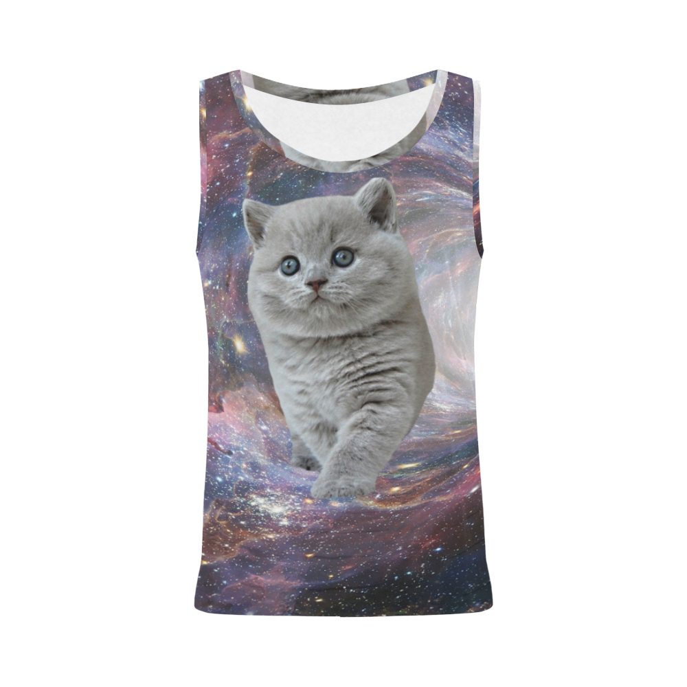 Galaxy Cat All Over Print Tank Top for Women (Model T43)