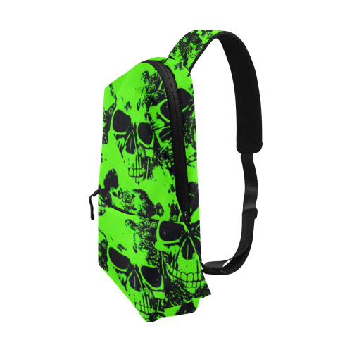 cloudy Skulls black green by JamColors Chest Bag (Model 1678)