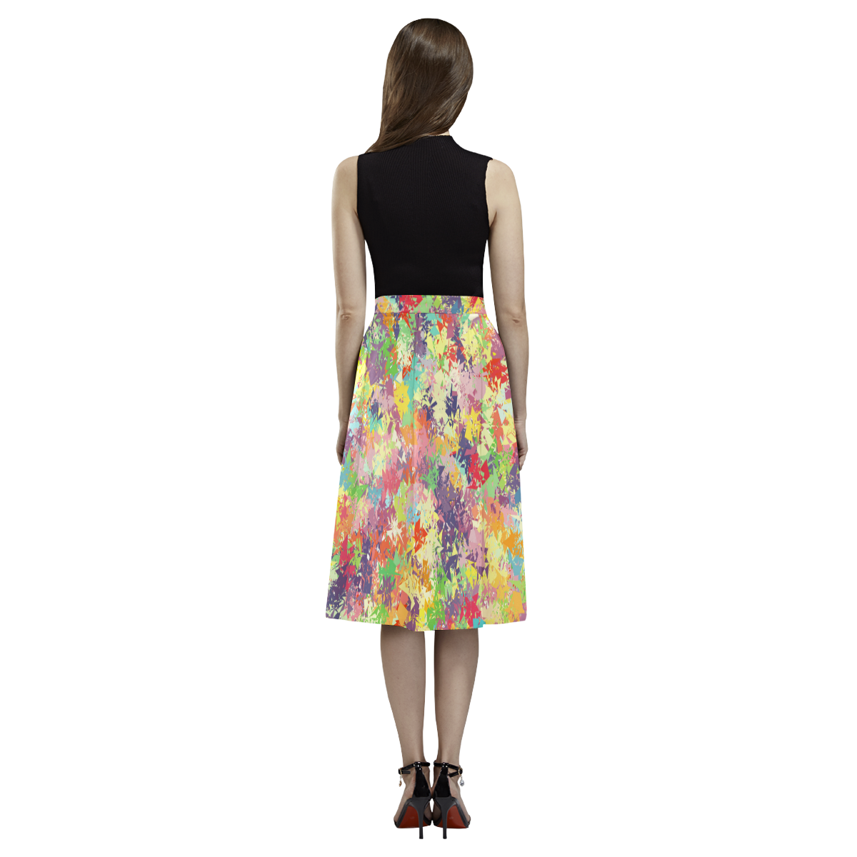 colorful pattern Aoede Crepe Skirt (Model D16)