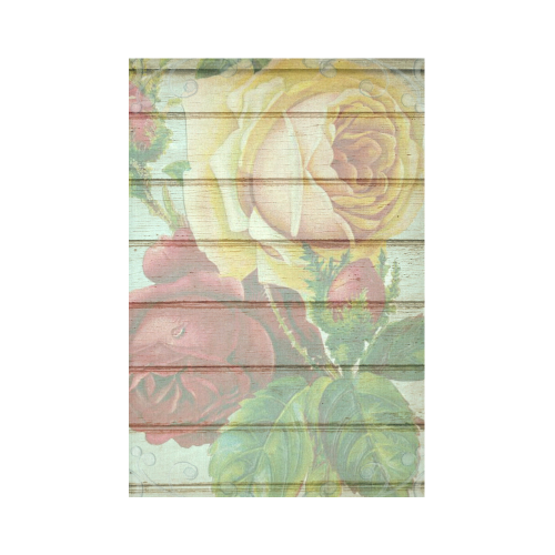 Vintage Wood Roses Cotton Linen Wall Tapestry 60"x 90"