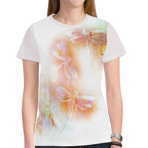 Watercolor dragonflies New All Over Print T-shirt for Women (Model T45)