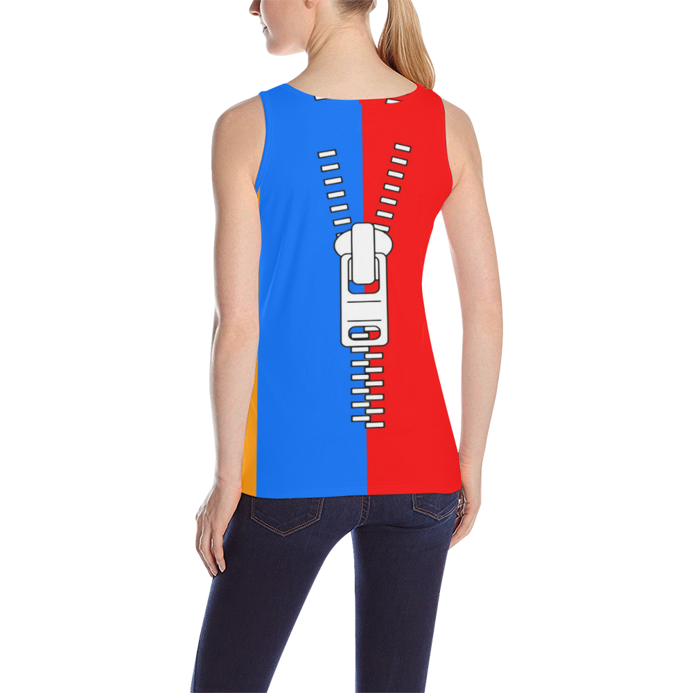 ZIPPER TWO All Over Print Tank Top for Women (Model T43)