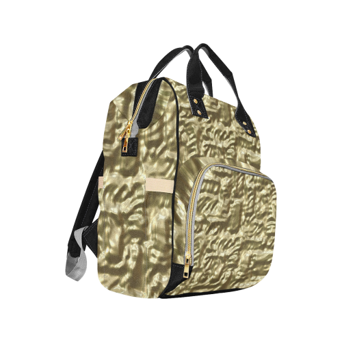 Gold Metallic Multi-Function Diaper Backpack/Diaper Bag (Model 1688)